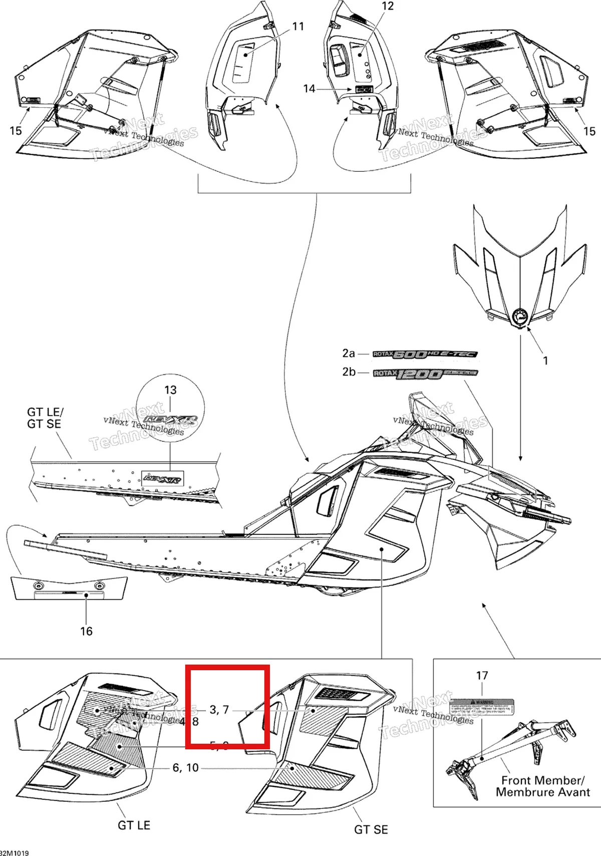 Деталь 516004104 на схеме узла 2010 Ski-Doo Grand-Touring LE 1200 Decals Le 1200