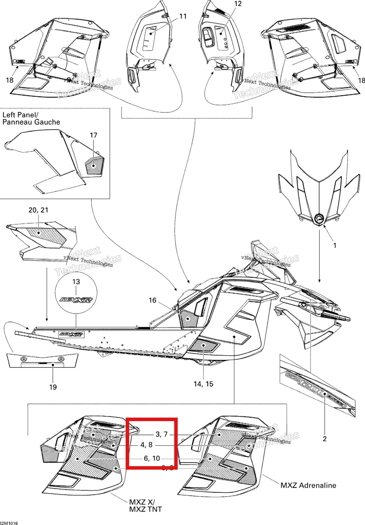 Деталь 516004116 на схеме узла 2010 Ski-Doo MX Z X 1200 Decals X