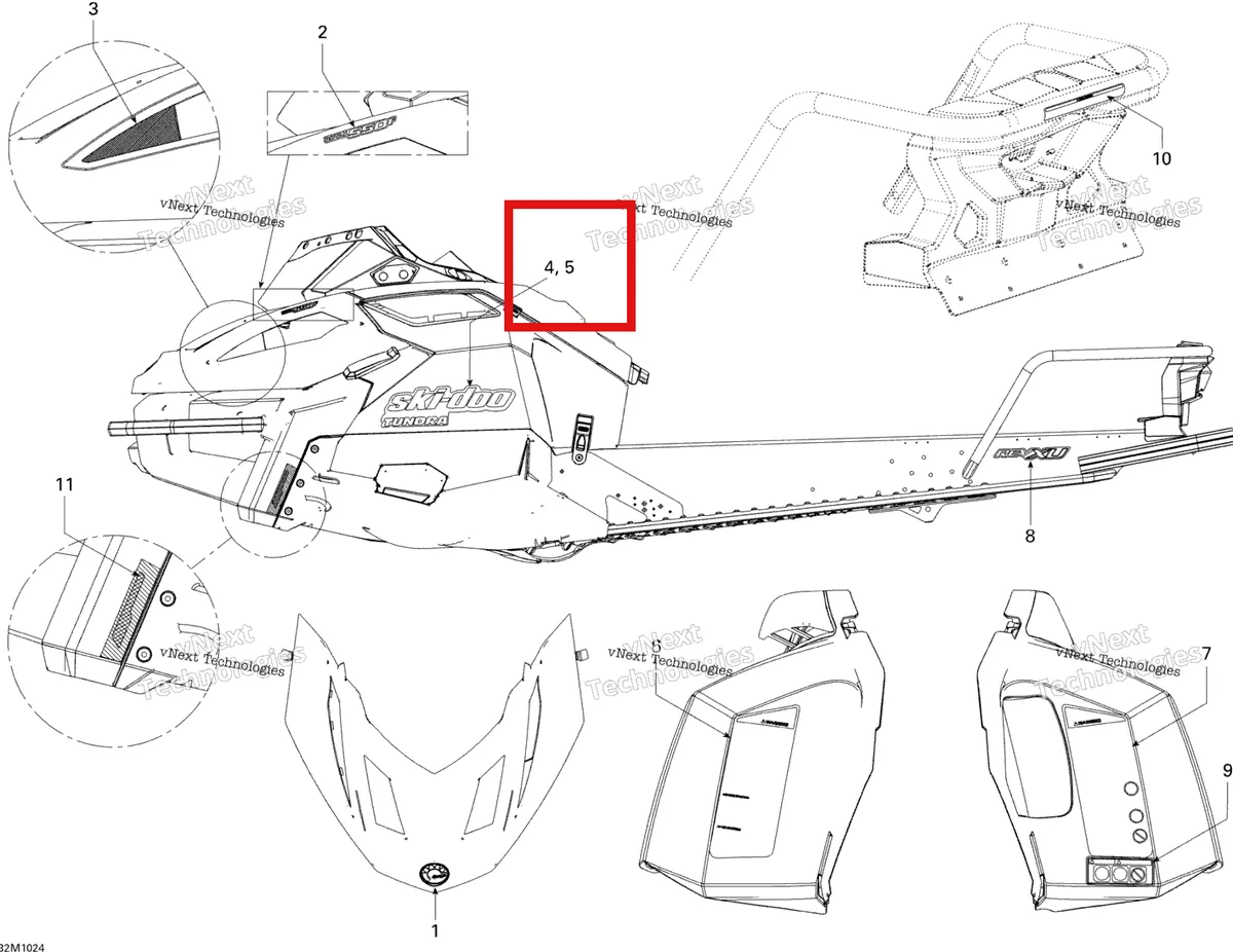 Деталь 516004134 на схеме узла 2010 Ski-Doo Skandic Tundra, STD, SPORT, LT Decals