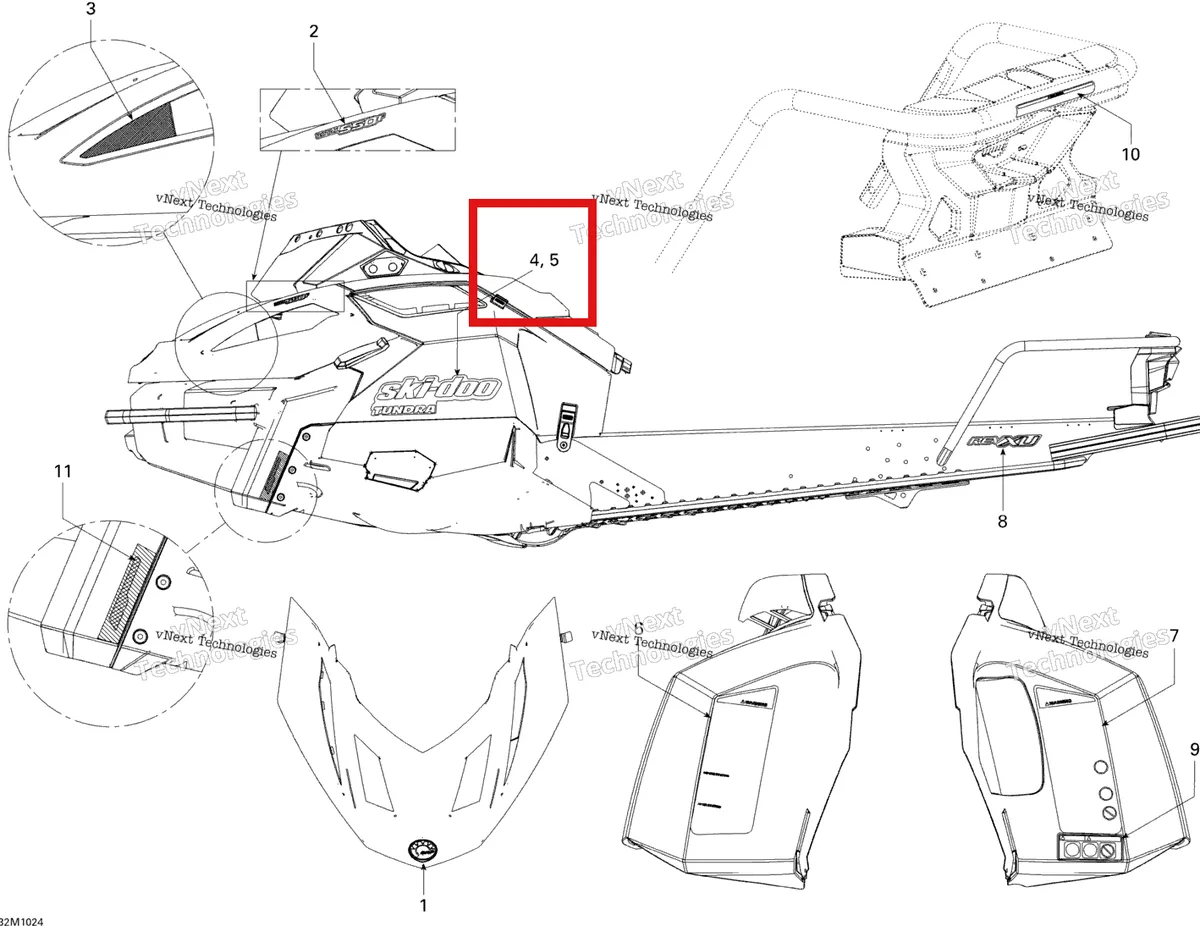 Деталь 516004135 на схеме узла 2010 Ski-Doo Skandic Tundra, STD, SPORT, LT Decals