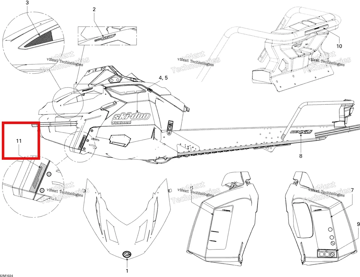 Деталь 516004200 на схеме узла 2010 Ski-Doo Skandic Tundra, STD, SPORT, LT Decals