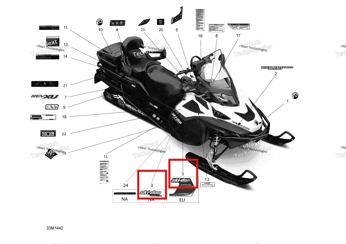 Деталь 516004220 на схеме узла 2014 Ski-Doo EXPEDITION SE 1200 XU Decals