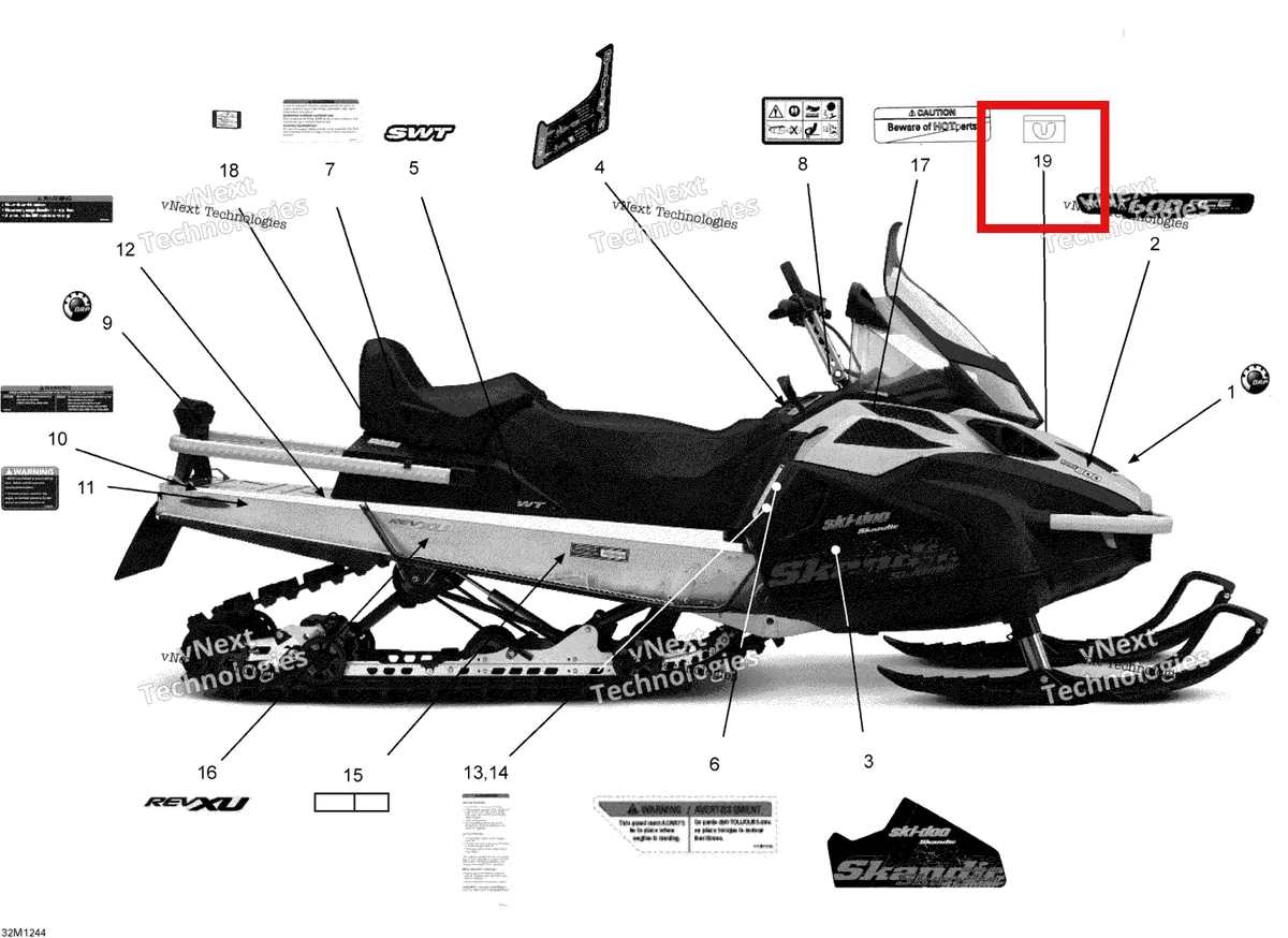 Деталь 516004259 (Деталь Caution Decal, Belt Position) на схеме узла Decals