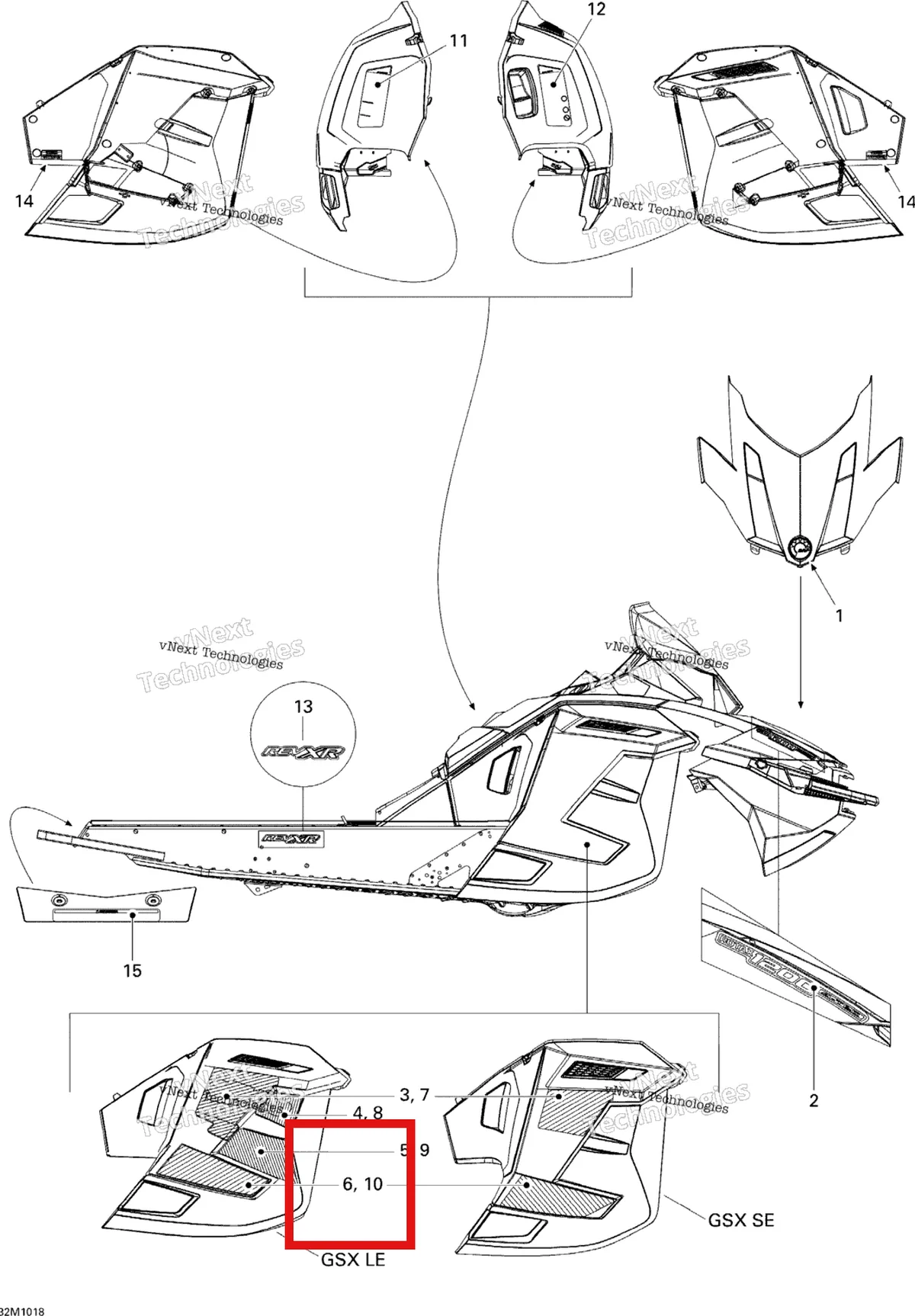 Деталь 516004276 на схеме узла 2010 Ski-Doo GSX SE 1200 Decals Se