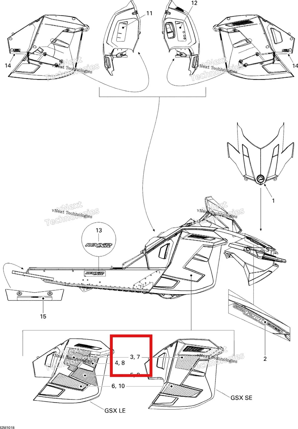 Деталь 516004278 на схеме узла 2010 Ski-Doo GSX SE 1200 Decals Se