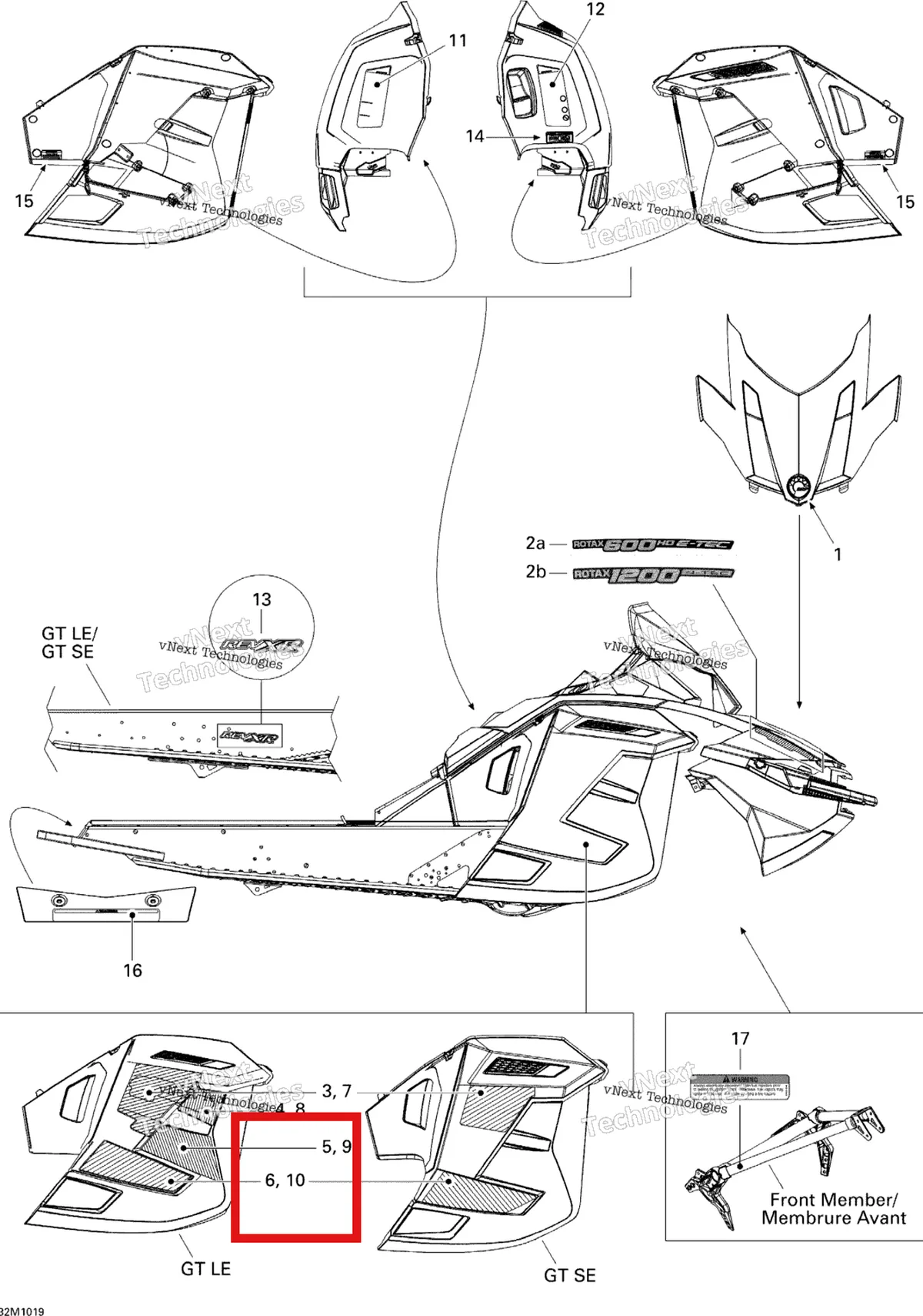 Деталь 516004279 на схеме узла 2010 Ski-Doo Grand-Touring SE 1200 Decals Se 1200