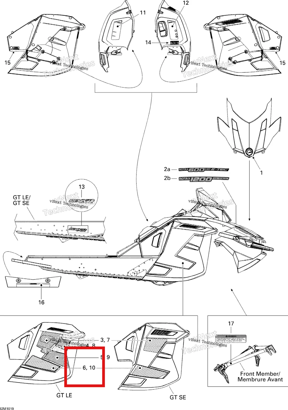 Деталь 516004280 на схеме узла 2010 Ski-Doo Grand-Touring SE 1200 Decals Se 1200