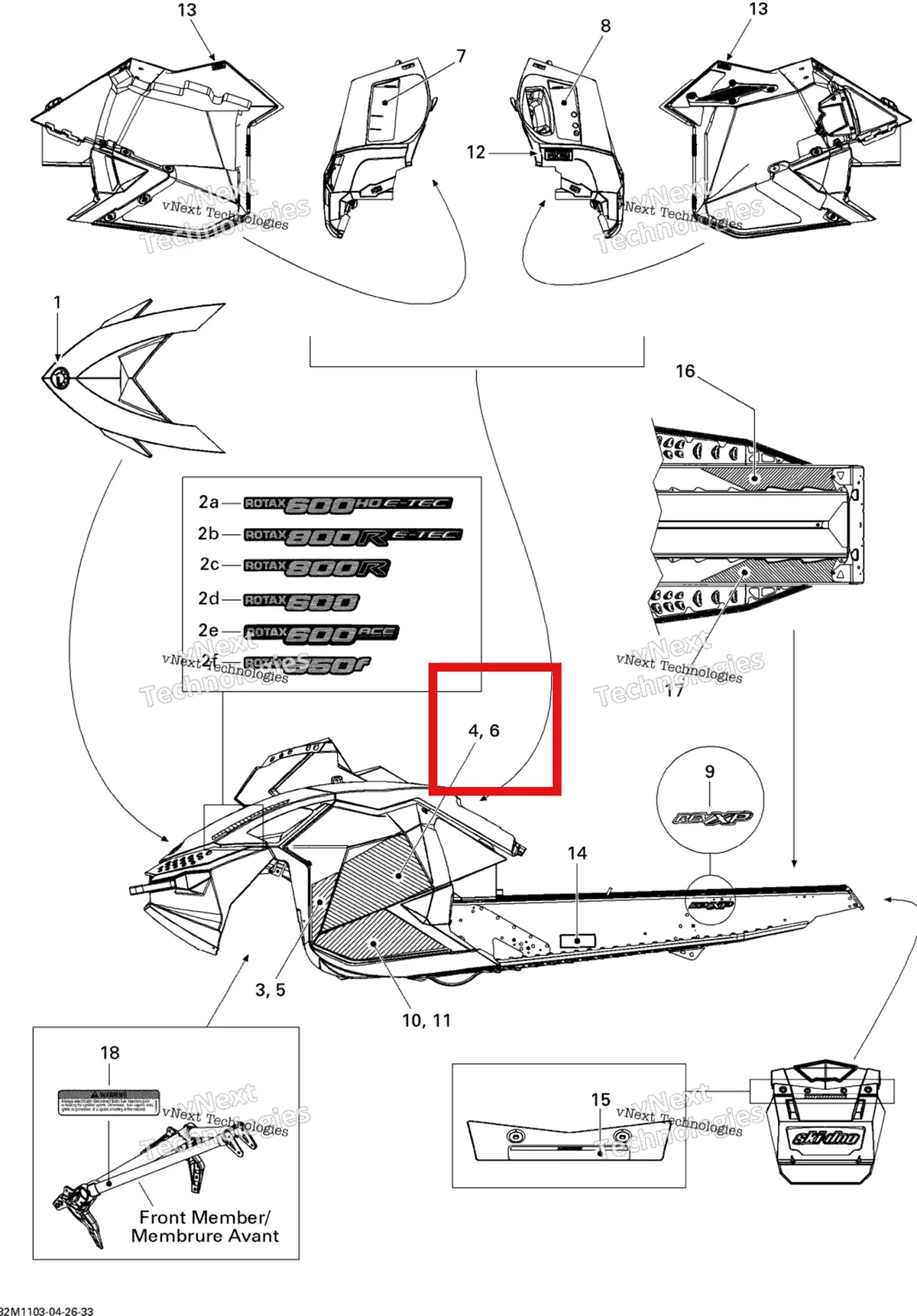 Деталь 516004313 на схеме узла 2011 Ski-Doo MXZ TNT 600ACE Decals