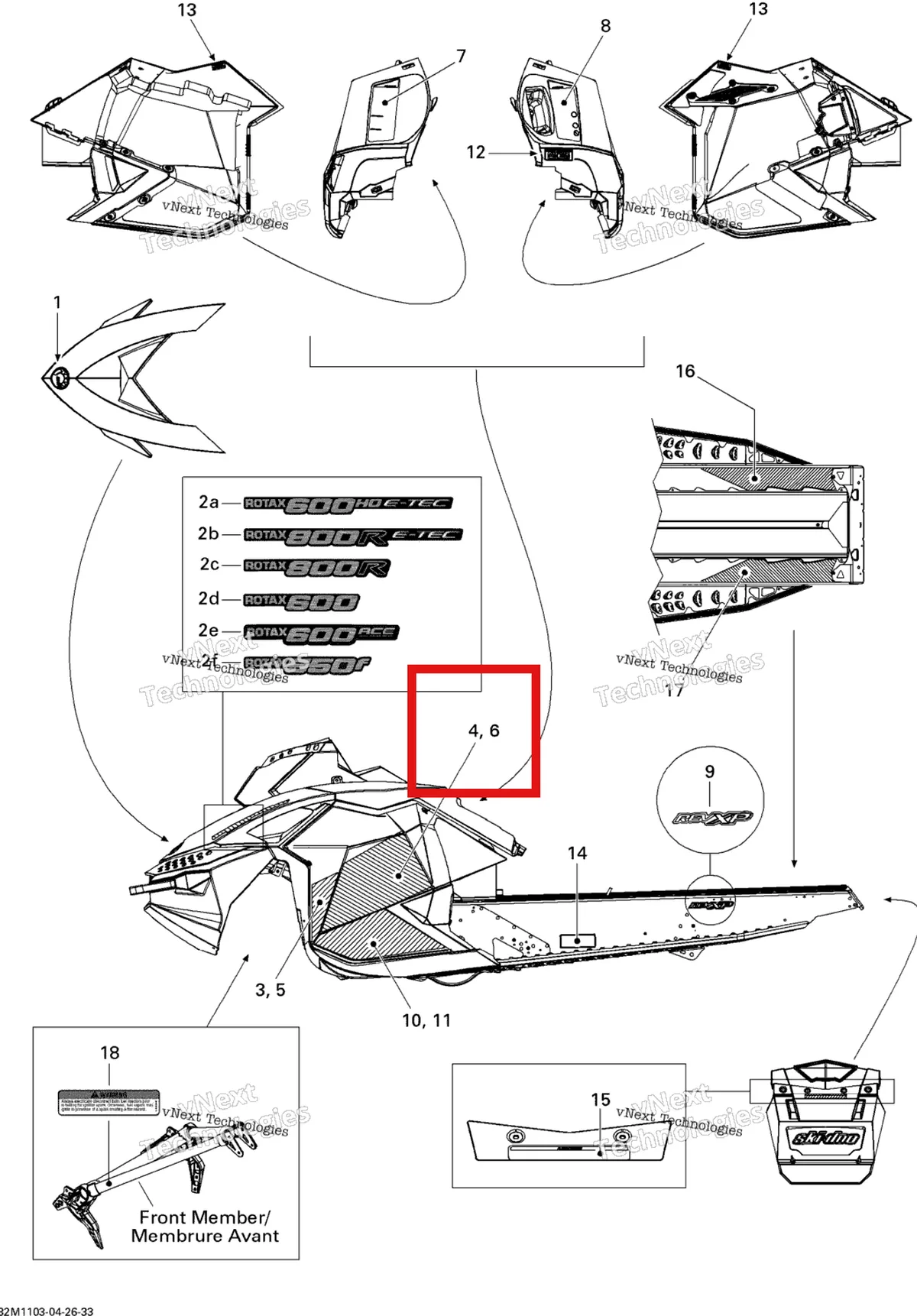 Деталь 516004314 на схеме узла 2011 Ski-Doo MXZ TNT 600ACE Decals