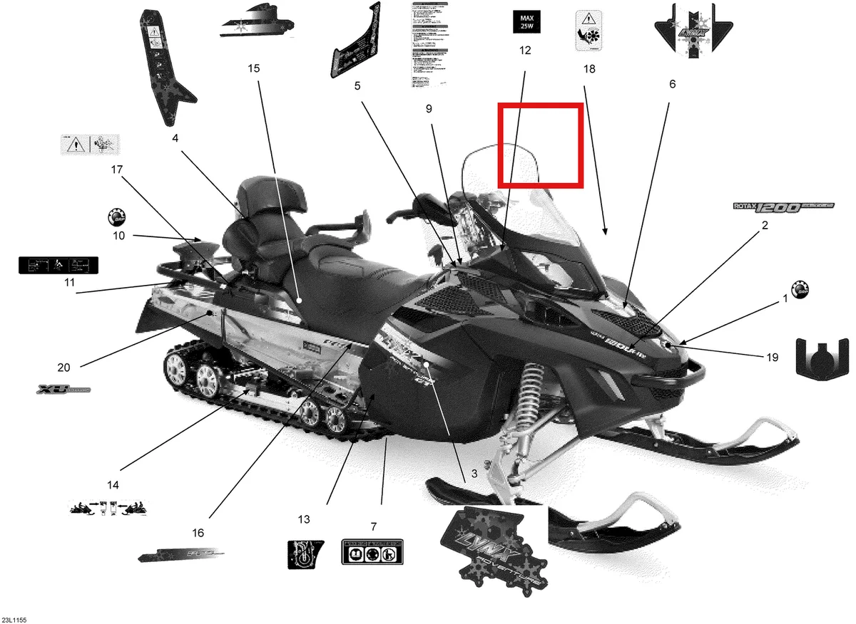 Деталь 516004340 (Деталь Decal, Storage Box Right) на схеме узла 09- Decals