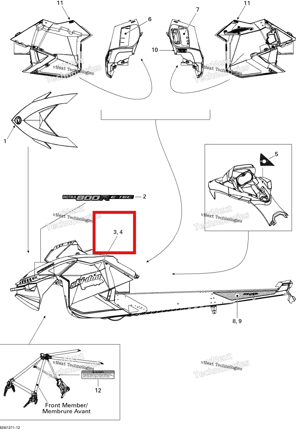 Деталь 516004426 на схеме узла 2012 Ski-Doo Freeride 137 & 146 & 154 800RETEC XP Decals
