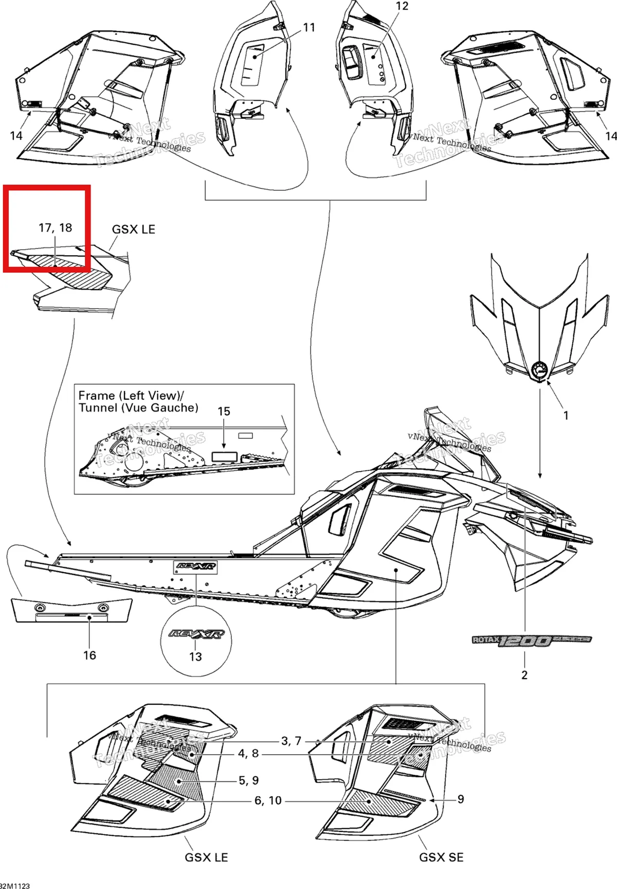 Деталь 516004436 на схеме узла 2011 Ski-Doo GSX LE & SE 1200 XR Decals Le
