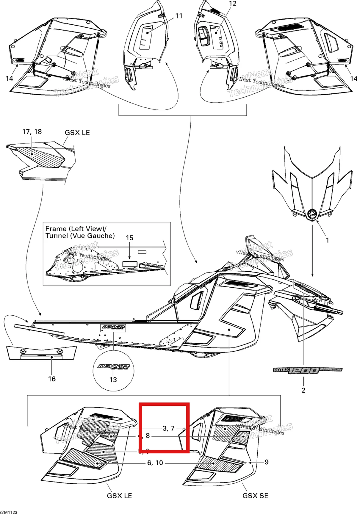 Деталь 516004510 на схеме узла 2011 Ski-Doo GSX LE & SE 1200 XR Decals Le