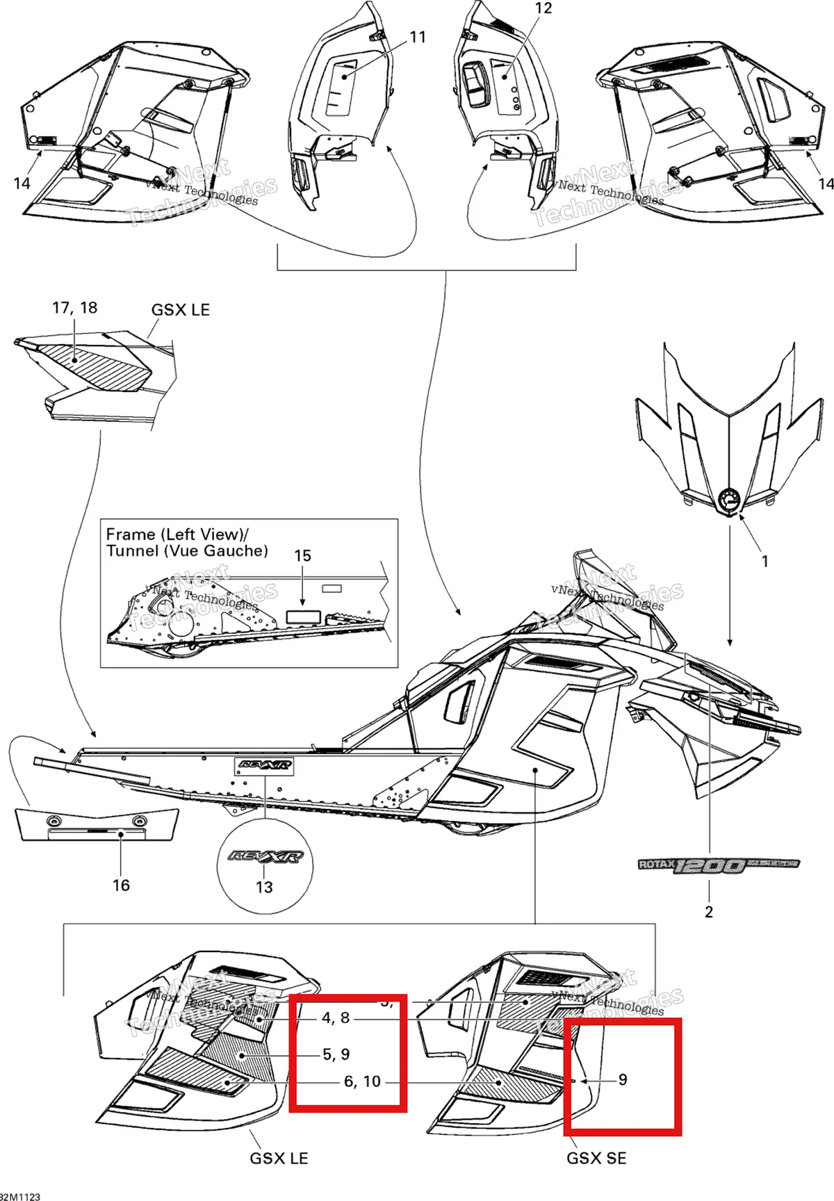Деталь 516004528 на схеме узла 2011 Ski-Doo GSX LE & SE 1200 XR Decals Le