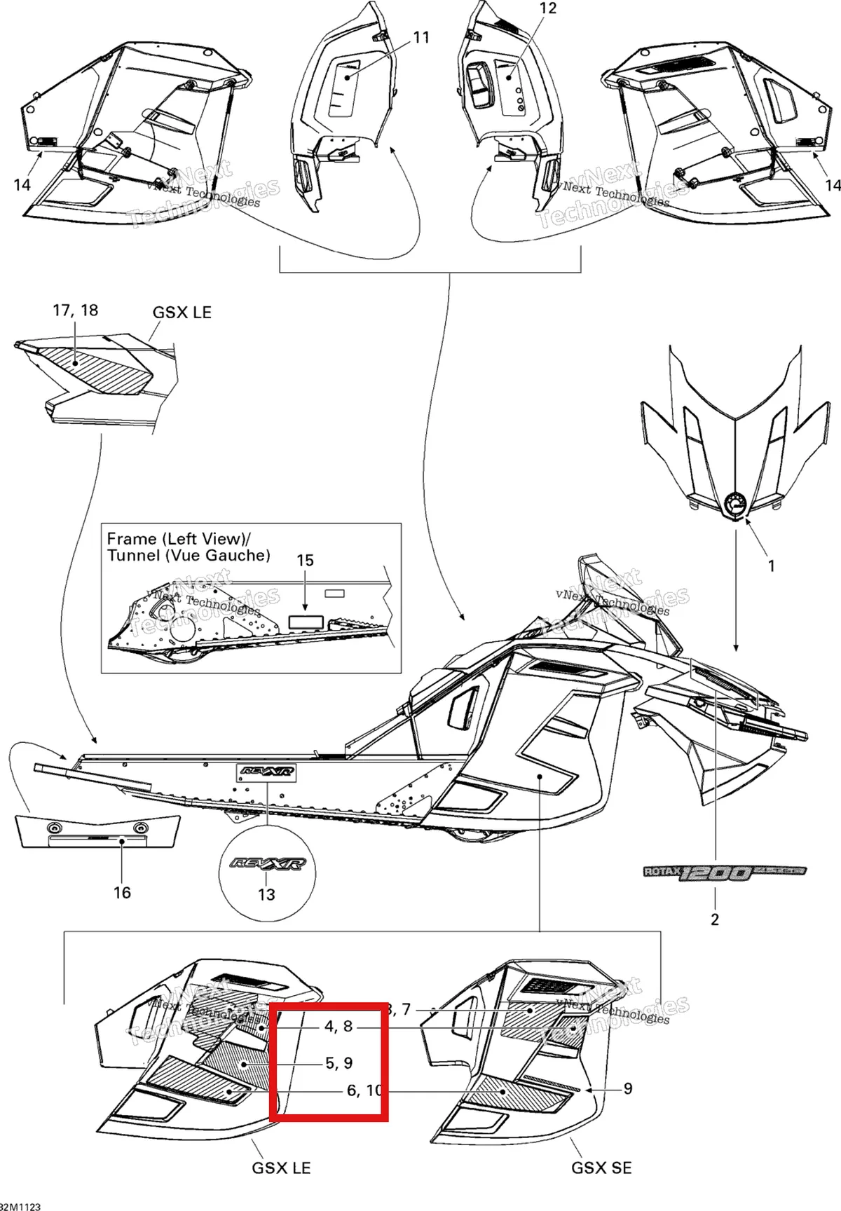 Деталь 516004529 на схеме узла 2011 Ski-Doo GSX LE & SE 1200 XR Decals Le
