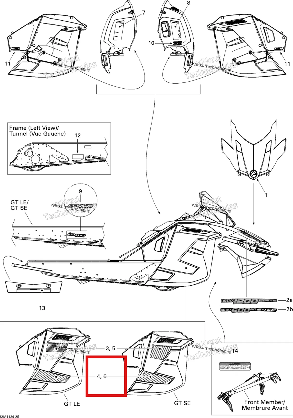 Деталь 516004532 на схеме узла 2011 Ski-Doo Grand Touring LE 600HO ETEC XR Decals