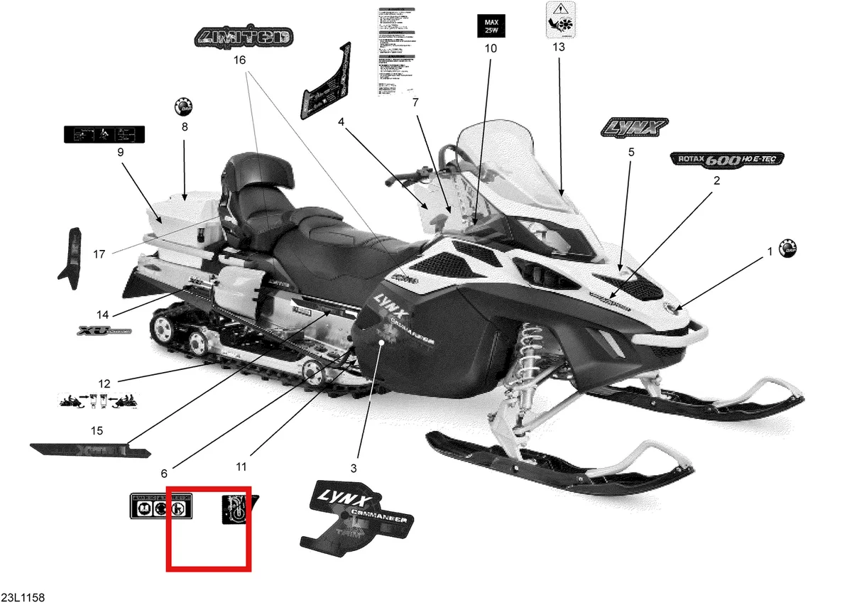 Схема применяемости: Наклейки, Lynx Xtrim Commander Limited 600 E Tec 516004553