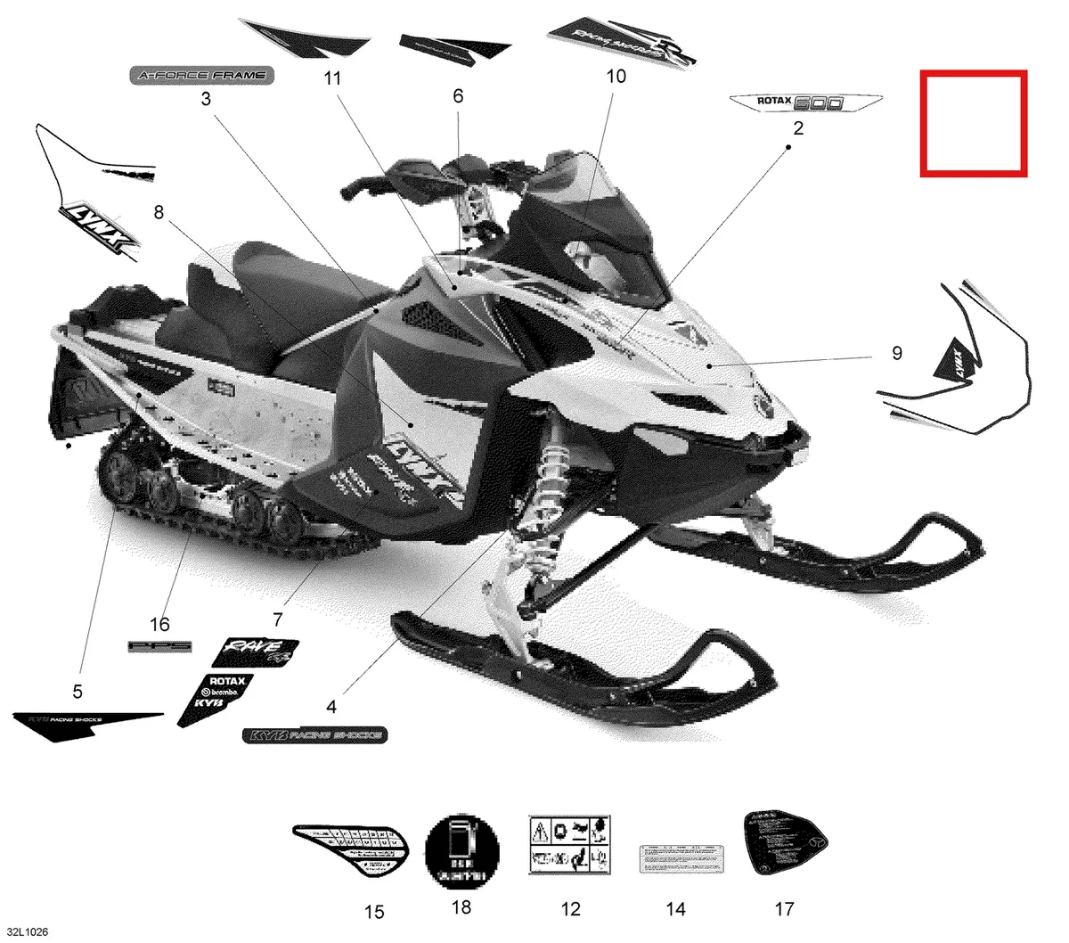 Схема применяемости: Наклейки, Lynx Rave Rs 600 516004562
