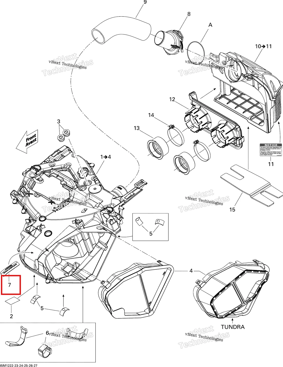 Деталь 516004566 (Деталь Caution Decal, Hot Parts) на схеме узла 2012 Ski-Doo Expedition Sport 550F XP-FAN Air Intake System
