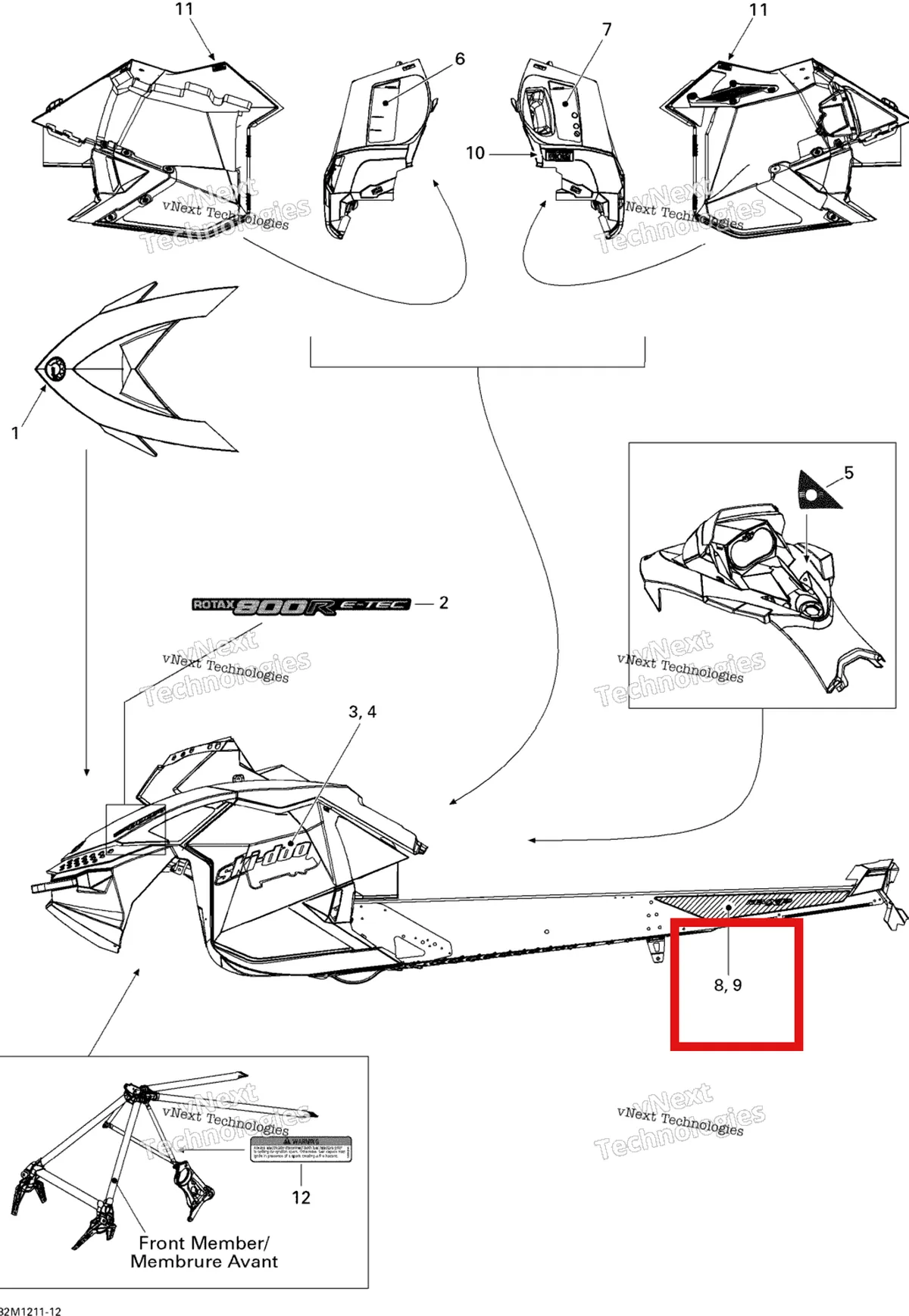 Деталь 516004818 на схеме узла 2012 Ski-Doo Freeride 137 & 146 & 154 800RETEC XP Decals