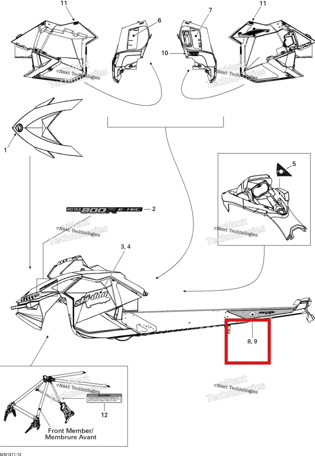 Деталь 516004819 на схеме узла 2012 Ski-Doo Freeride 137 & 146 & 154 800RETEC XP Decals