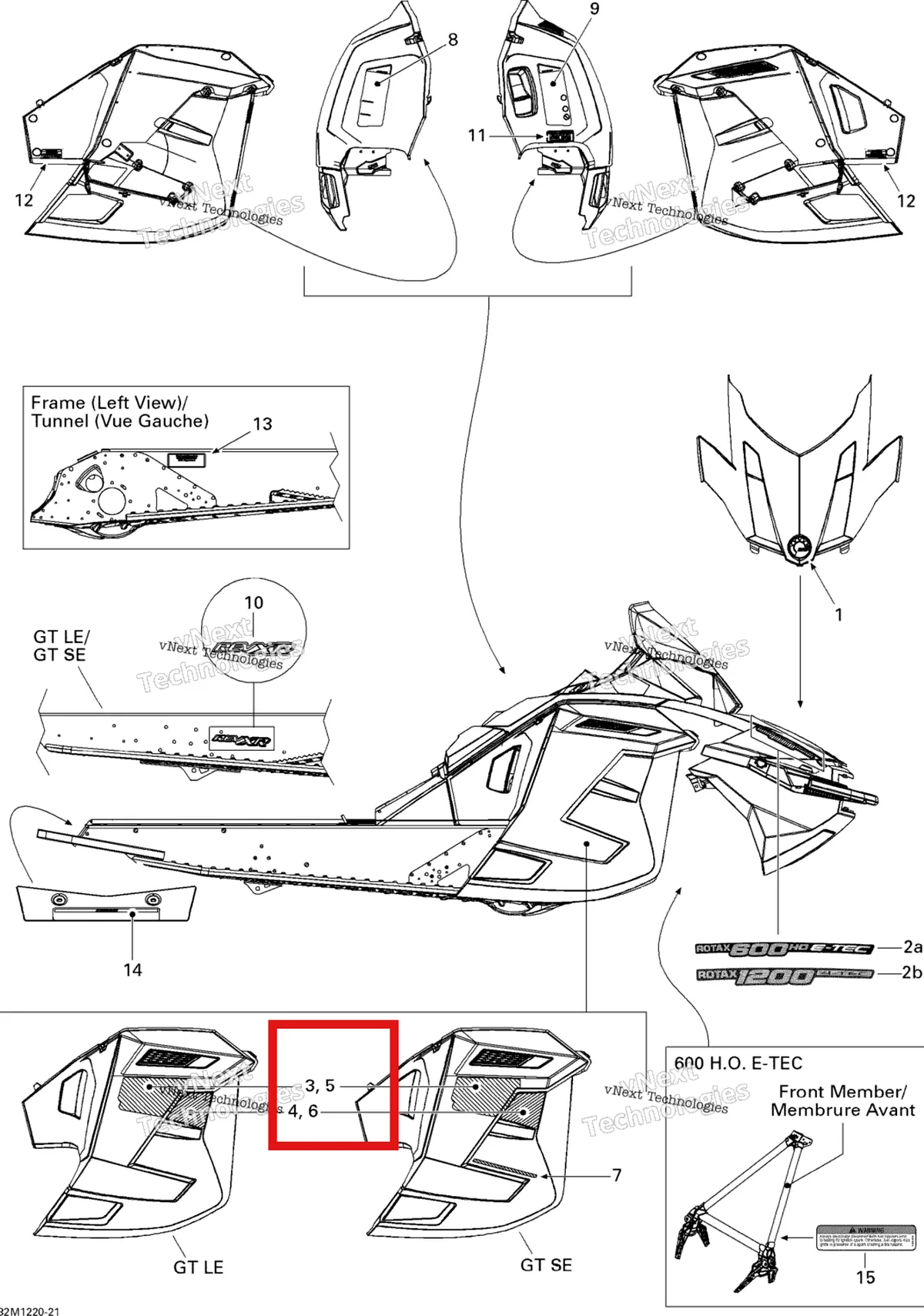 Деталь 516004883 на схеме узла 2012 Ski-Doo Grand Touring LE 600HOETEC XR Decals