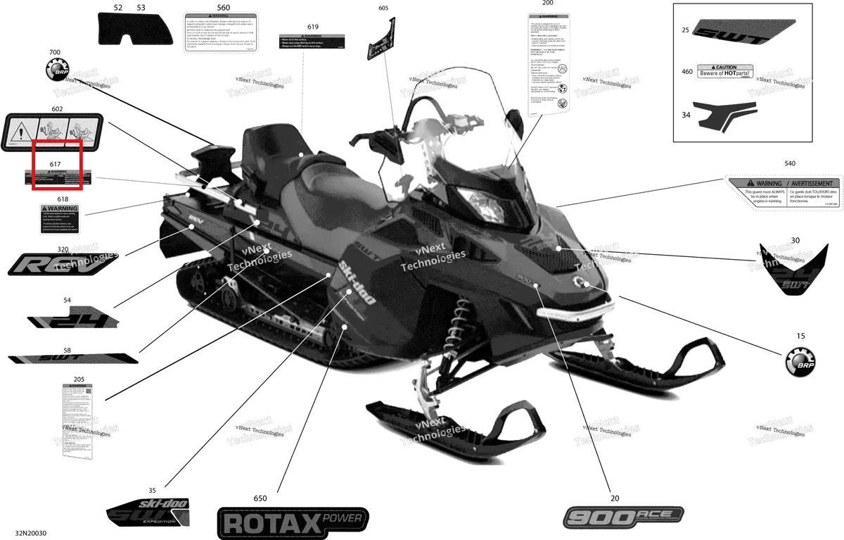 Деталь 516004960 на схеме узла 2020 Ski-Doo EXPEDITION SWT 900 ACE Body - Decals