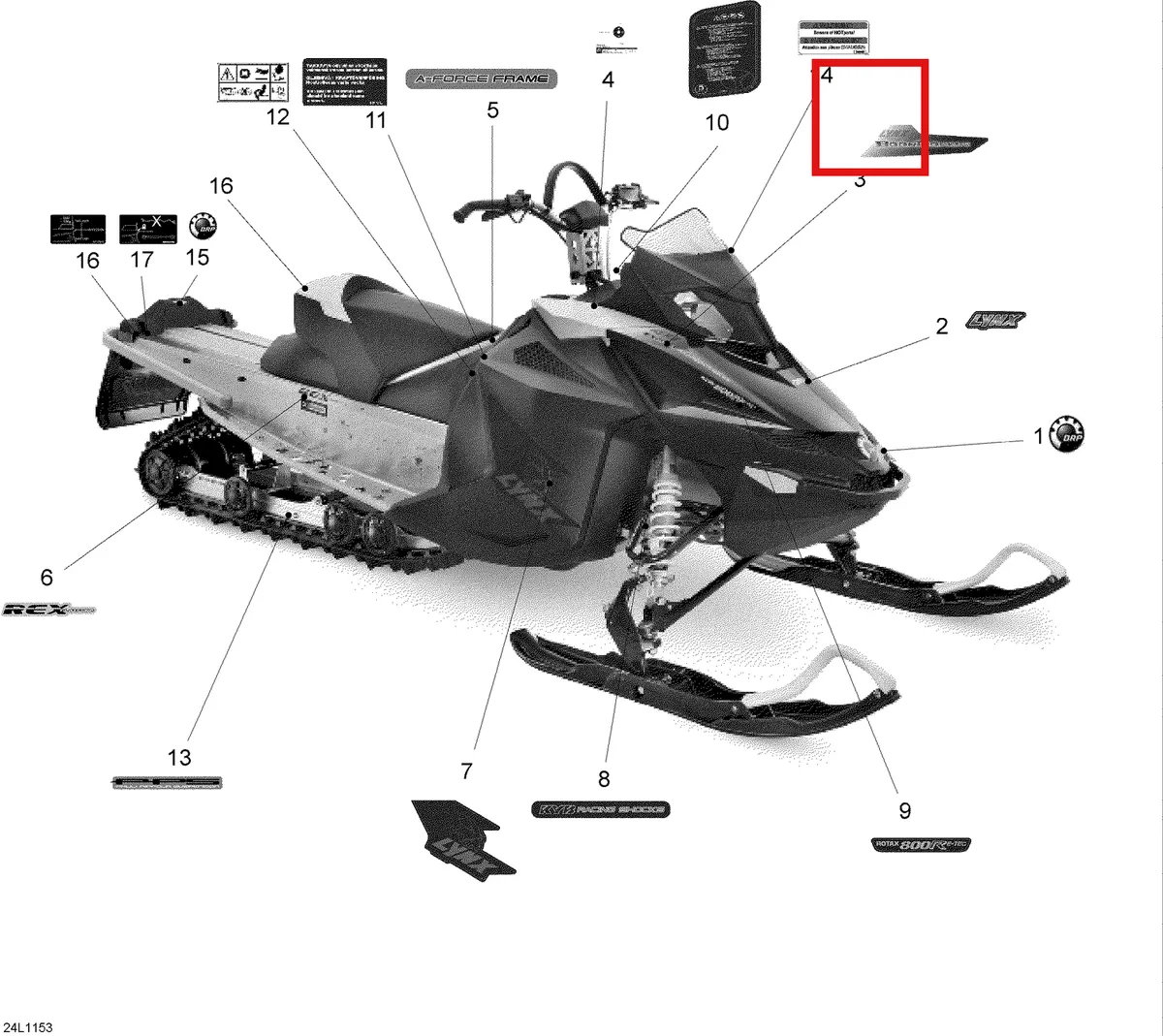 Схема применяемости: Наклейки, Lynx Rave Re 600 E Tec 516004962