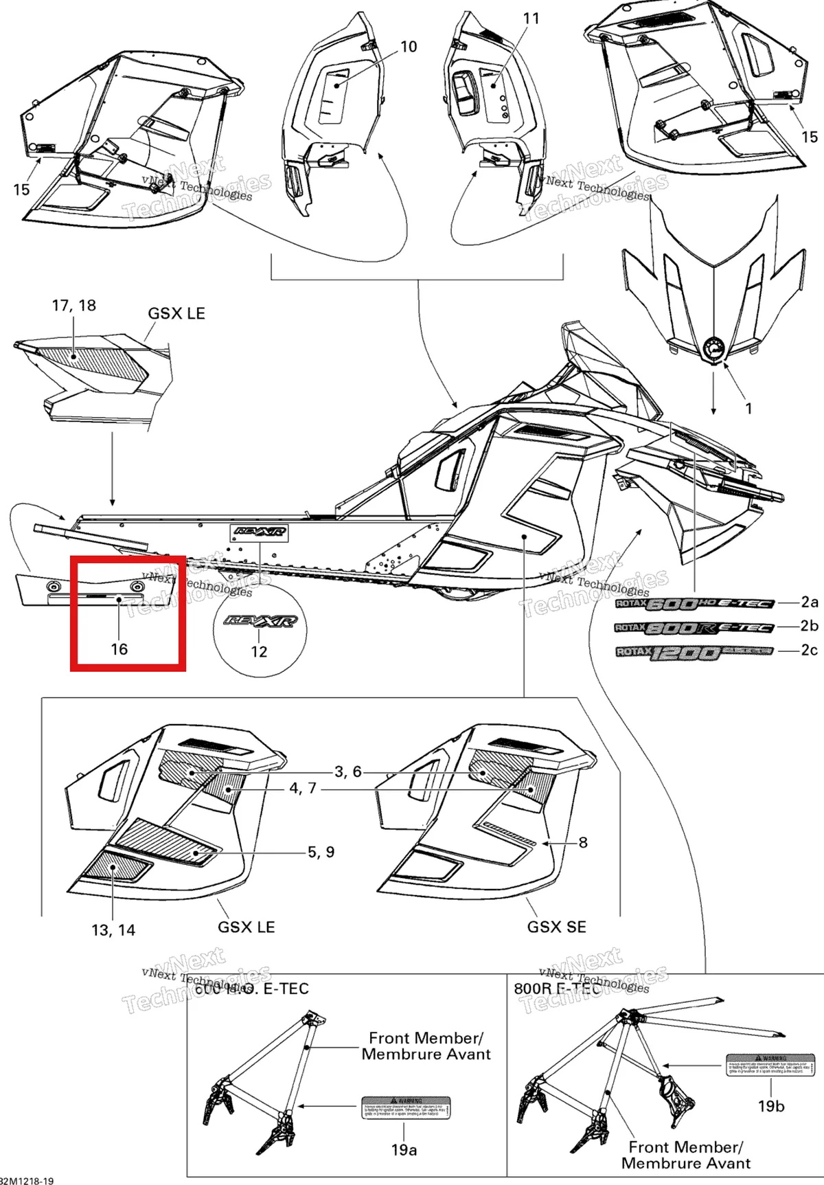 Деталь 516004971 на схеме узла 2012 Ski-Doo GSX LE & SE 1200 XR Decals Le