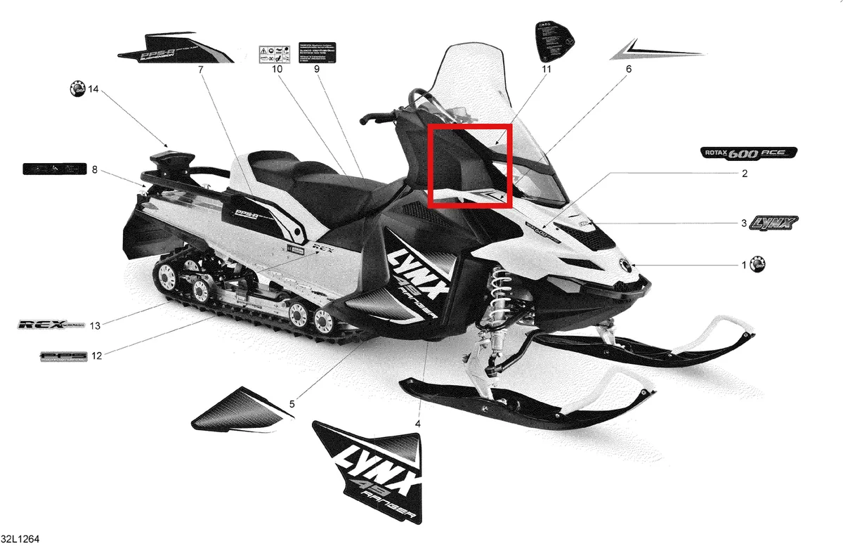 Схема применяемости: Наклейки, Lynx 49 Ranger 600 Ace 516005037