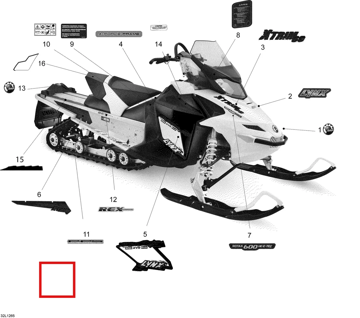 Схема применяемости: Наклейки, Lynx Xtrim Sc 600 E Tec 516005124