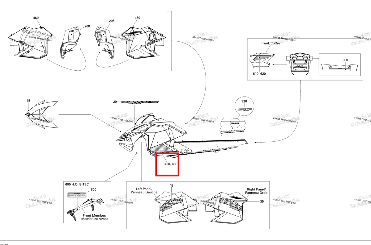 Деталь 516005286 на схеме узла 2013 Ski-Doo GSX LE 600HOE XP Decals