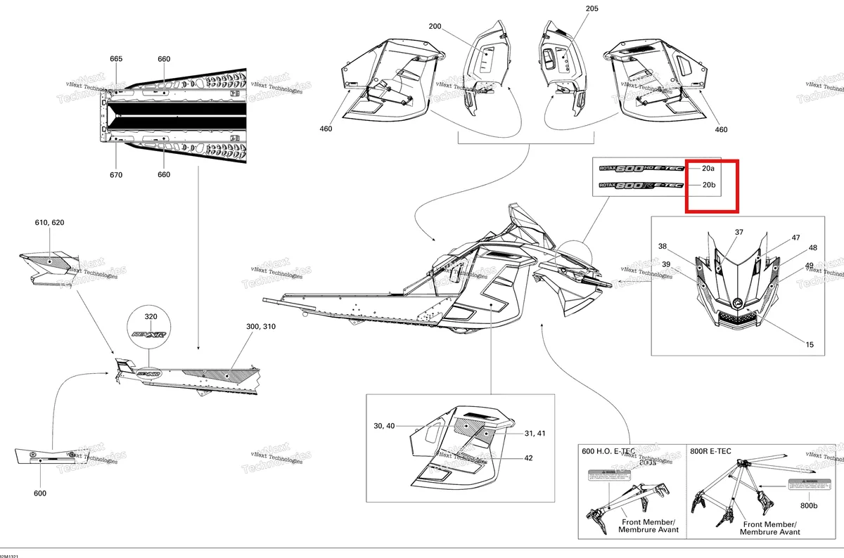Деталь 516005383 на схеме узла 2013 Ski-Doo GSX SE 800RE XR Decals 800Retec