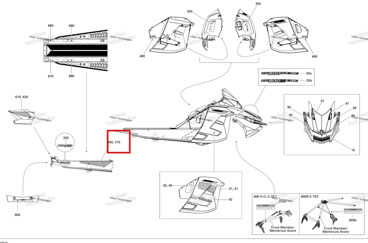 Деталь 516005459 на схеме узла 2013 Ski-Doo GSX SE 600HOE Decals 600Hoetec