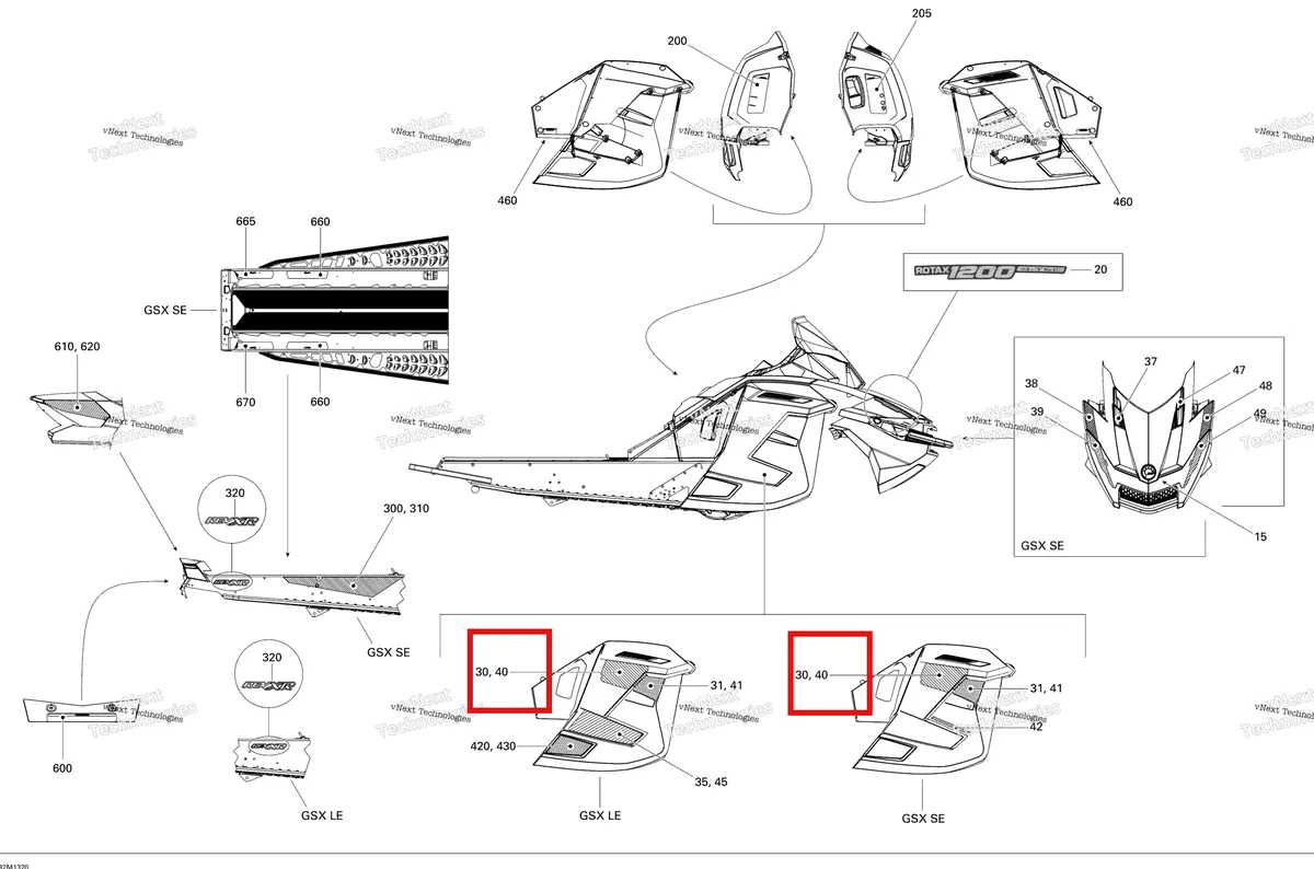 Деталь 516005461 на схеме узла 2013 Ski-Doo GSX LE & SE 1200 XR Decals Le