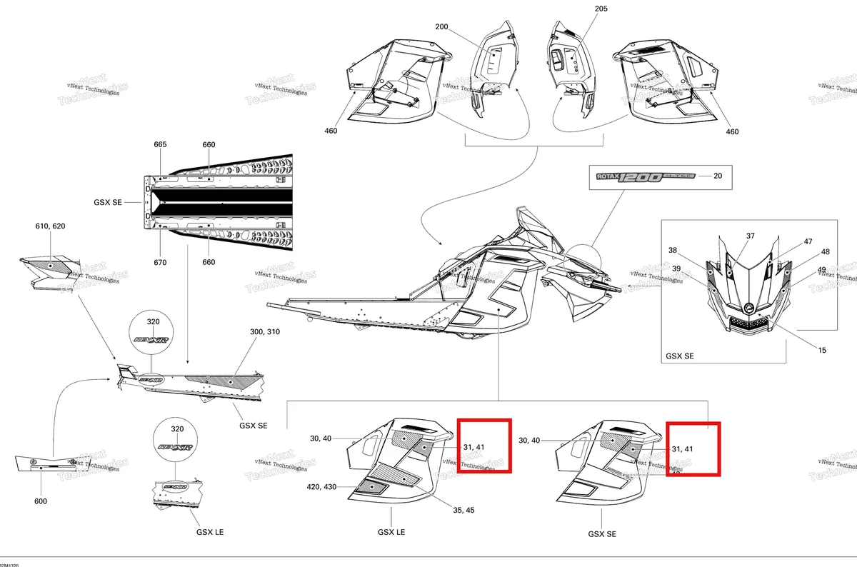 Деталь 516005465 на схеме узла 2013 Ski-Doo GSX LE & SE 1200 XR Decals Le