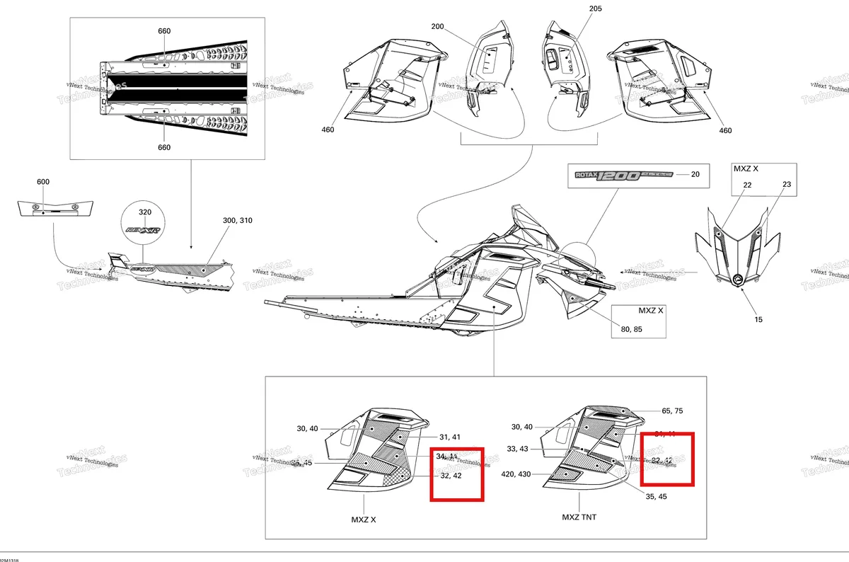 Деталь 516005540 на схеме узла 2013 Ski-Doo MXZ X & TNT 1200 XR Decals Tnt
