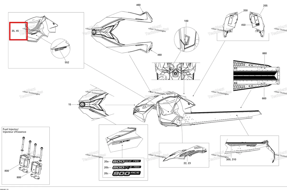 Деталь 516005561 на схеме узла 2014 Ski-Doo MXZ TNT 600HOE XS Decals 600Hoetc