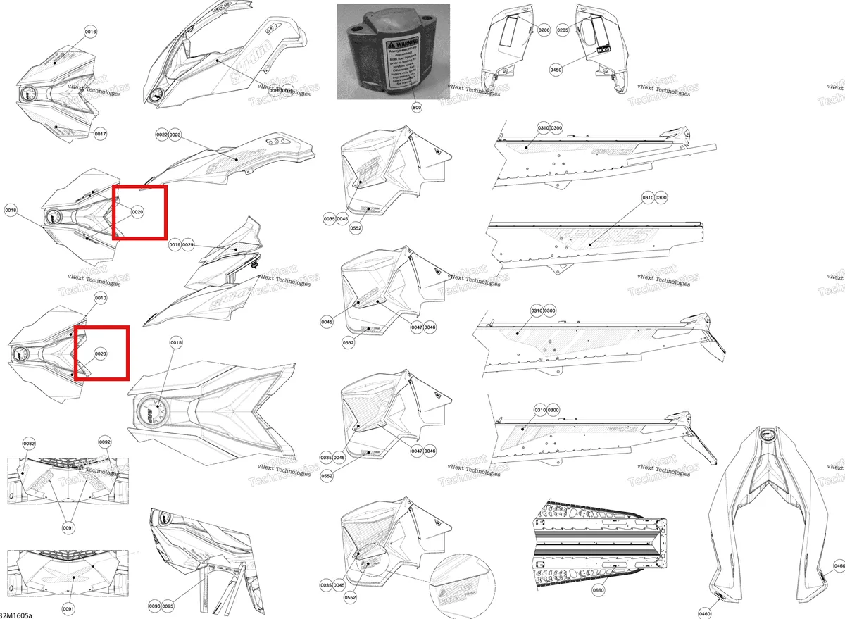 Деталь 516005992 на схеме узла 2016 Ski-Doo MXZ 800R E-TEC Decals - Except Package Sport