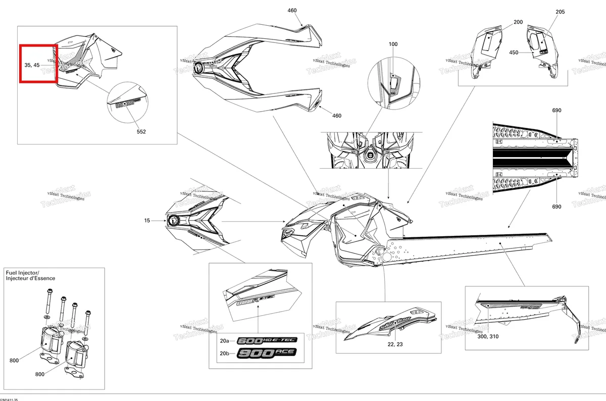 Деталь 516006039 на схеме узла 2014 Ski-Doo GSX LE 600HOE XS Decals