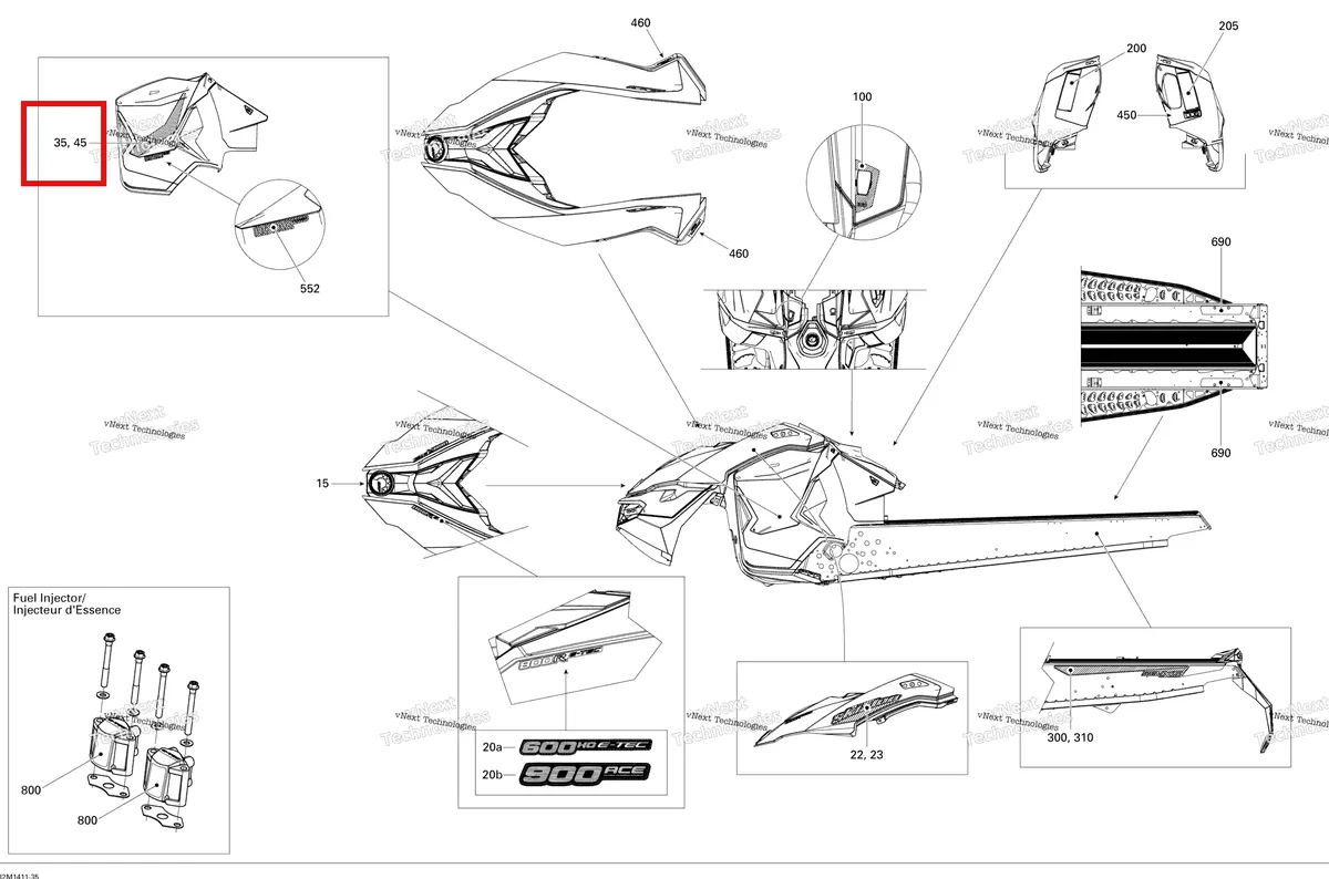 Деталь 516006040 на схеме узла 2014 Ski-Doo GSX LE 600HOE XS Decals