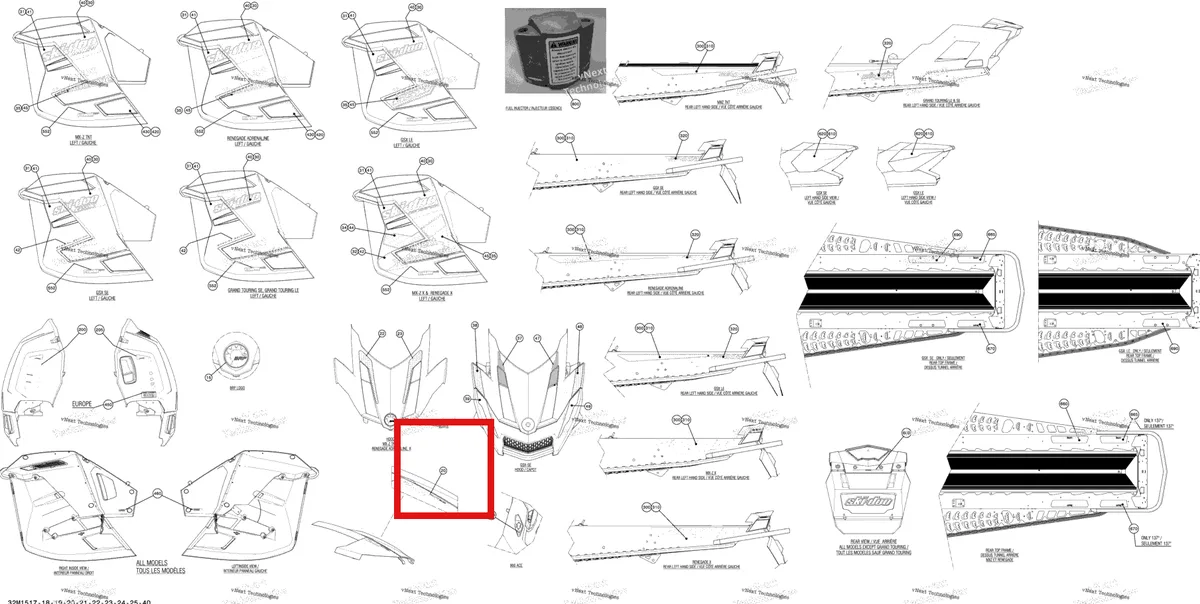 Деталь 516006088 на схеме узла 2015 Ski-Doo RENEGADE X 1200 XR137 Decals