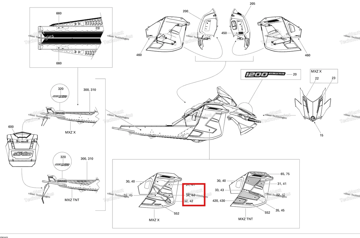 Деталь 516006094 на схеме узла 2014 Ski-Doo MXZ X 12004TEC XR Decals X