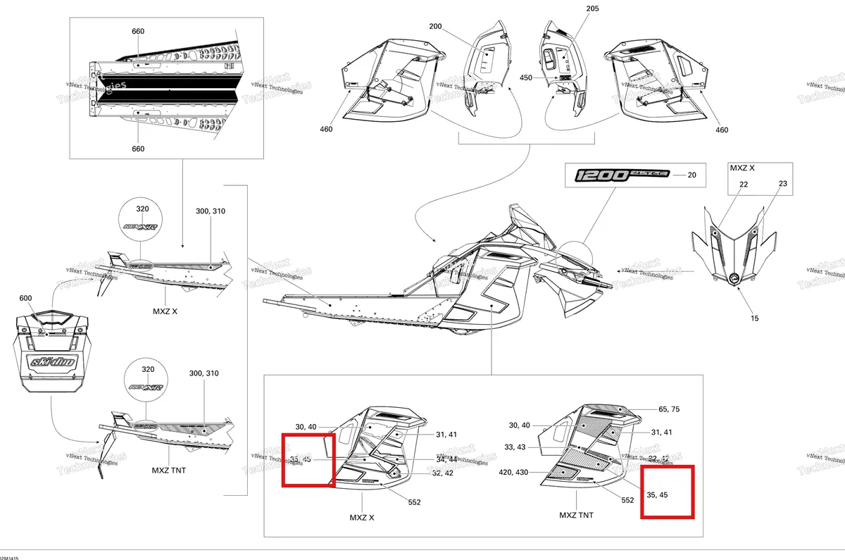 Деталь 516006096 на схеме узла 2014 Ski-Doo MXZ X 12004TEC XR Decals X