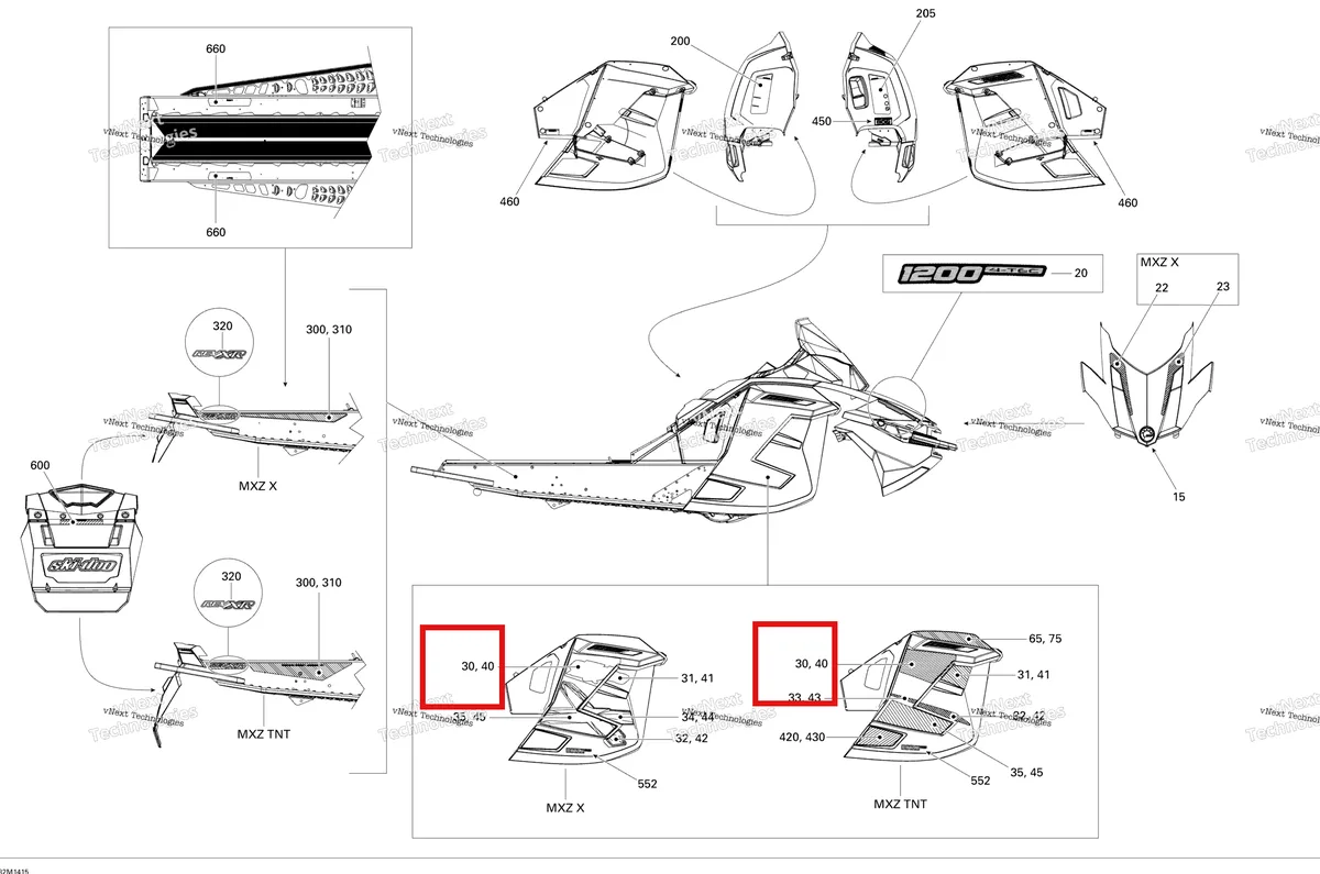 Деталь 516006101 на схеме узла 2014 Ski-Doo MXZ X 12004TEC XR Decals X