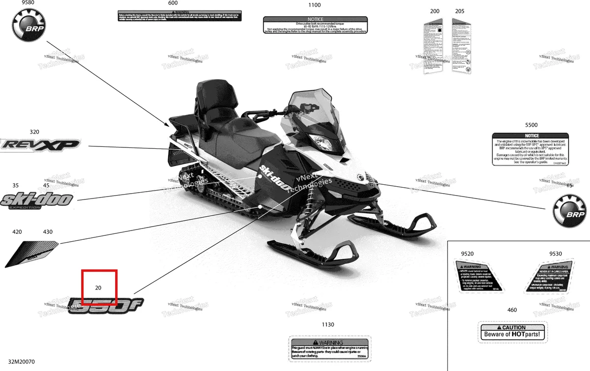 Деталь 516006151 на схеме узла 2020 Ski-Doo EXPEDITION SPORT 550F Body - Decals - Sport