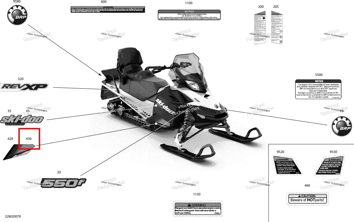 Деталь 516006179 на схеме узла 2020 Ski-Doo EXPEDITION SPORT 550F Body - Decals - Sport