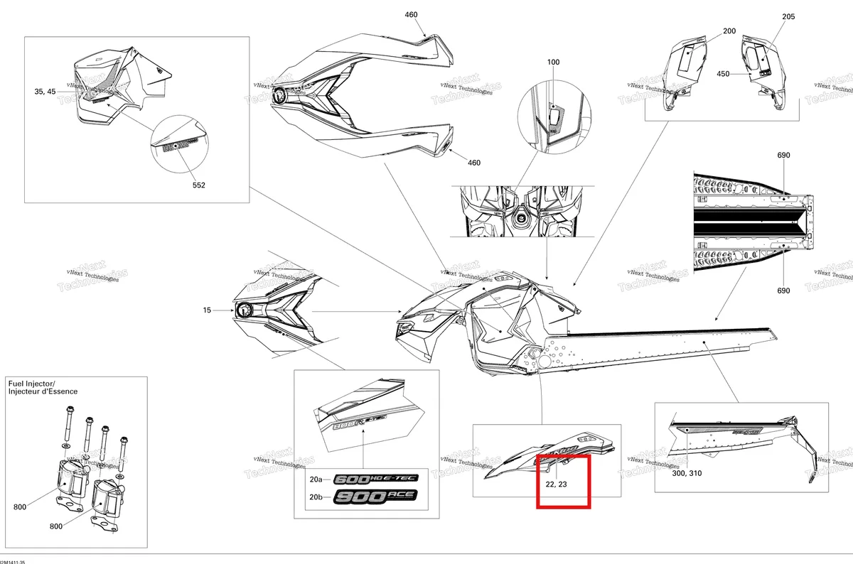 Деталь 516006214 на схеме узла 2014 Ski-Doo GSX LE 600HOE XS Decals