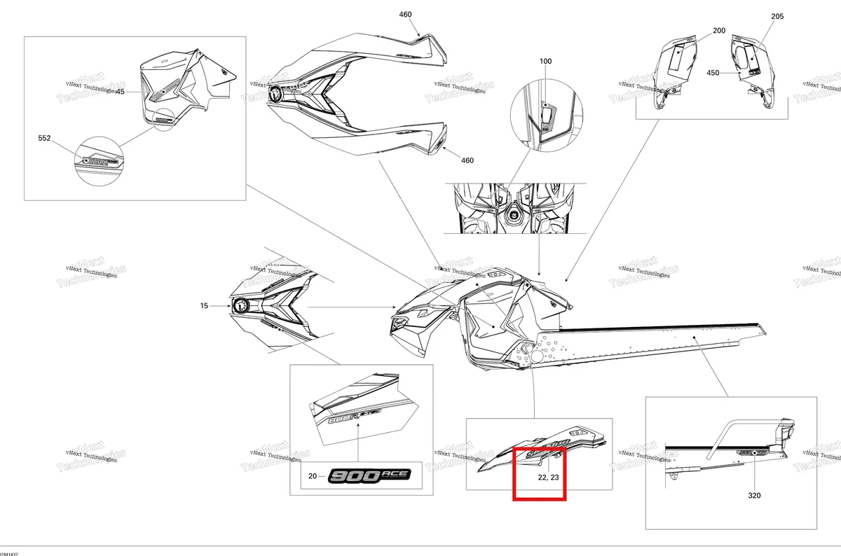 Деталь 516006217 на схеме узла 2014 Ski-Doo EXPEDITION SPORT 900ACE XS Decals