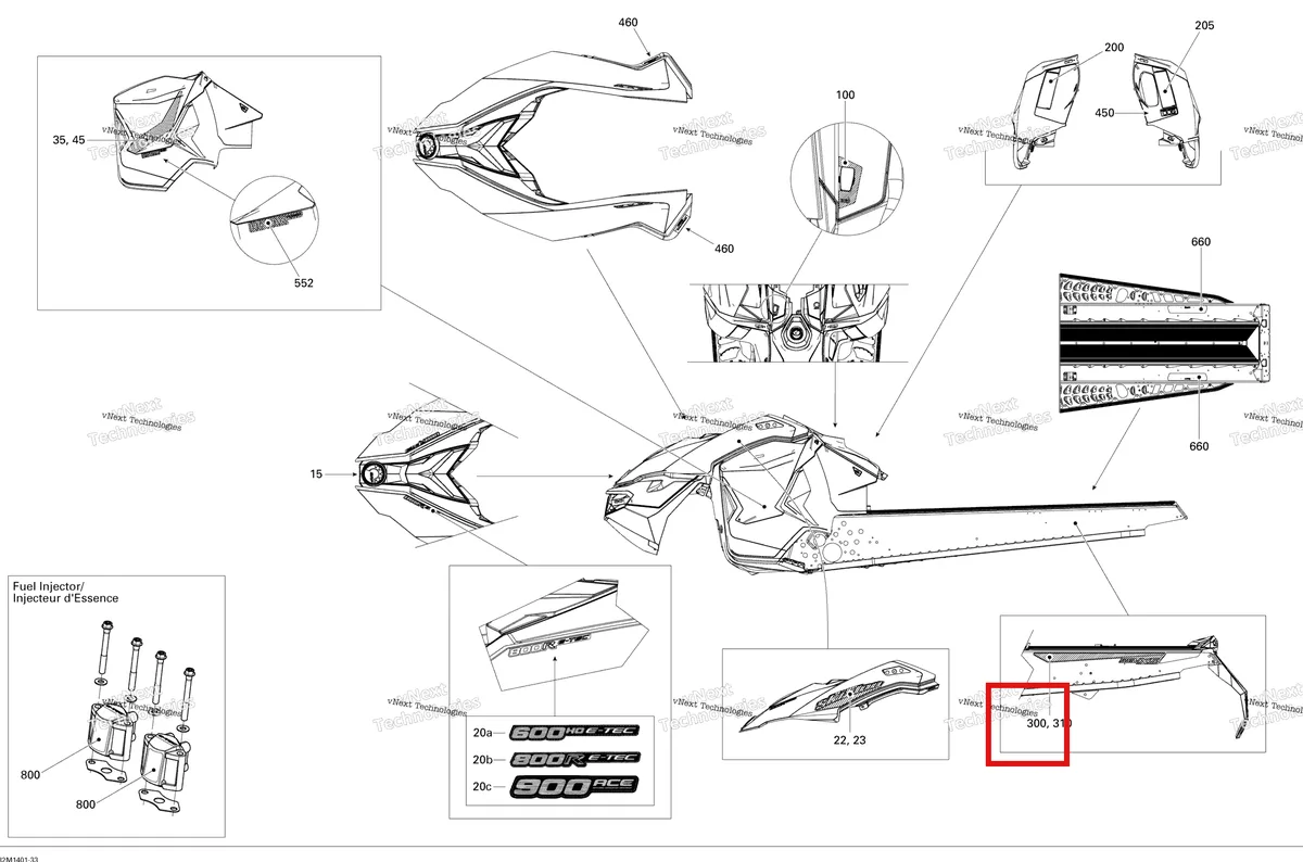 Деталь 516006237 на схеме узла 2014 Ski-Doo MXZ TNT 600HOE XS Decals 600Hoetc